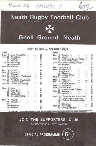 Neath aberavon april 1969 - april,